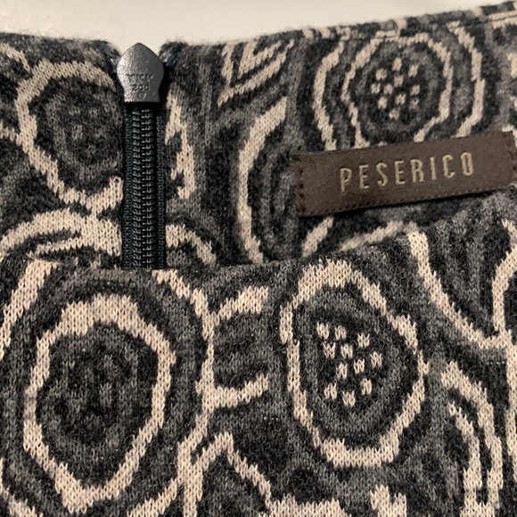 ITALIAN DRESS - PESERICO gray black and white flower design material wool.! - Picture 2 of 7